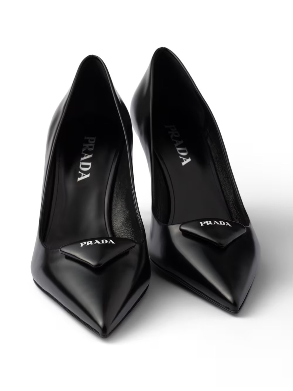 Prada Black Leather Pumps with Logo Accent eu size 38, US size 7.5